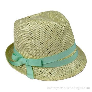 Fashionable Girl's Sinamay Top Hat with 2 Lines GG Band and Bow